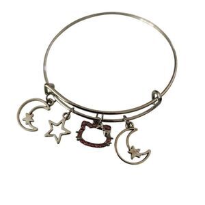 Silver Adjustable Hello Kitty Crystal Charm Bracelet